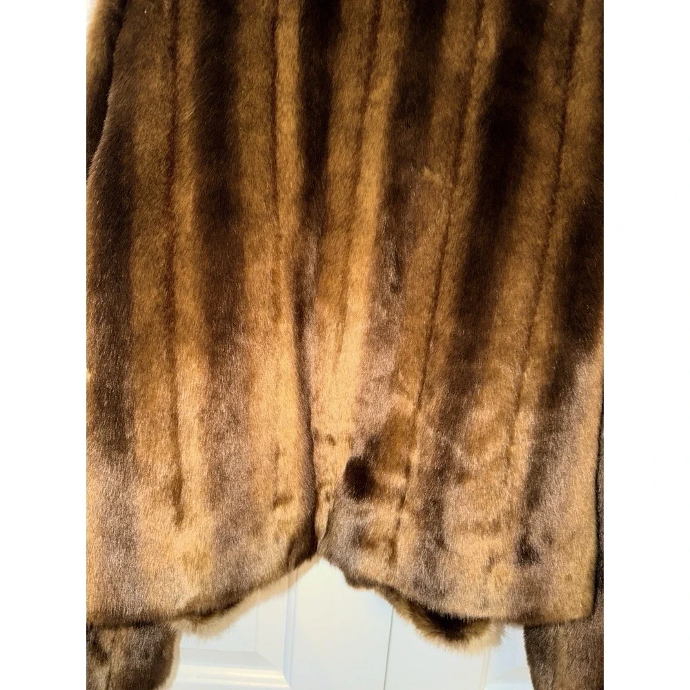 Donna Salyers Fabulous Furs Brown Faux Mink Fur Coat Size Large Glamour Mob Wife